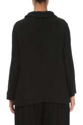 Soft Cowl Neck Crinkled Black Silk Blouse 2