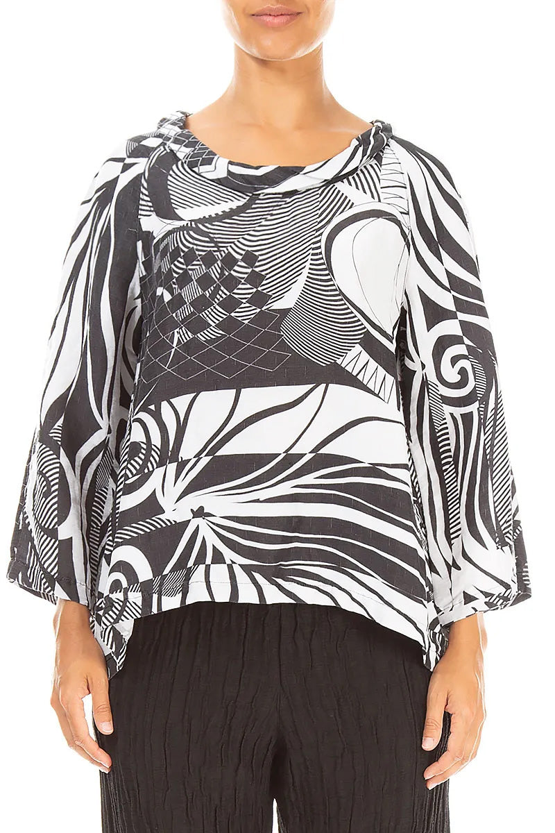 Soft Cowl Neck Orbit Textured Silk Blouse