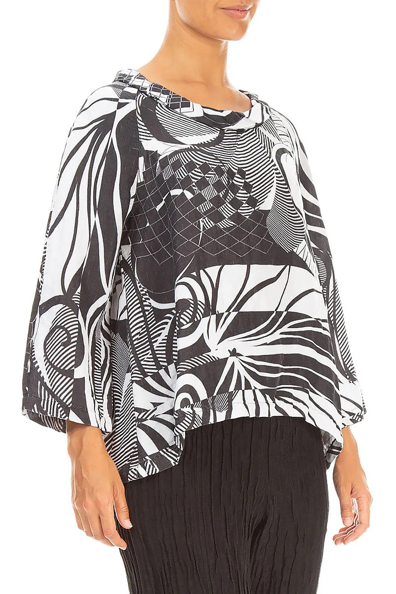 Soft Cowl Neck Orbit Textured Silk Blouse