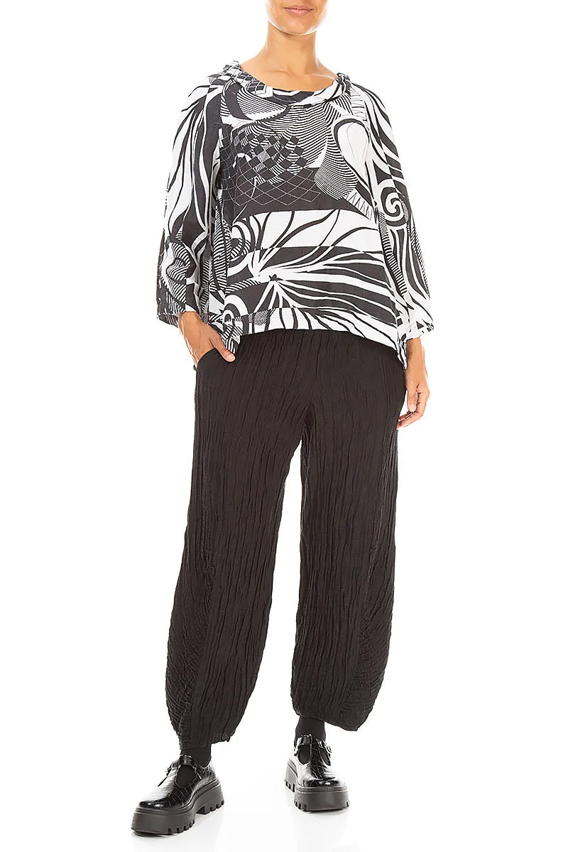 Soft Cowl Neck Orbit Textured Silk Blouse