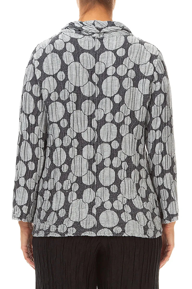 Soft Cowl Neck Silver Circle Silk Linen Blouse 2