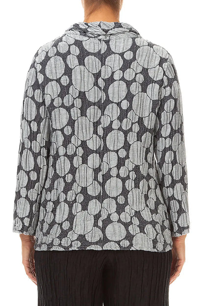 Soft Cowl Neck Silver Circle Silk Linen Blouse 2