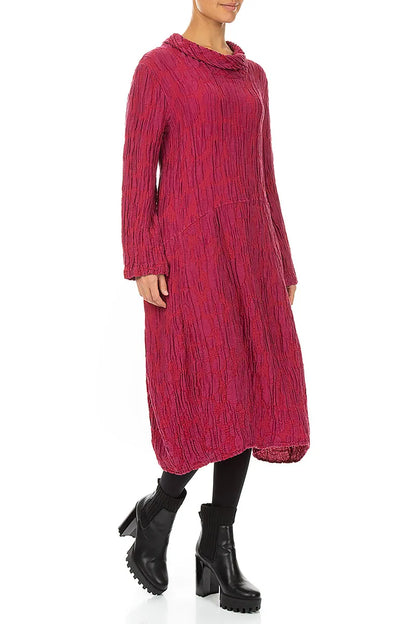 Soft Cowl Ruby Circle Silk Linen Dress