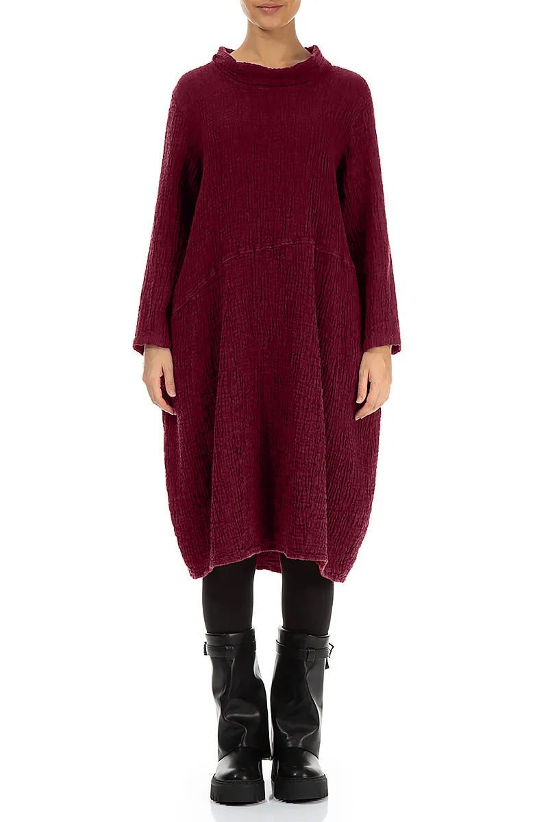 Soft Cowl Ruby Textured Linen Dress