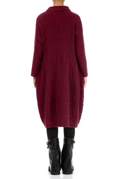 Soft Cowl Ruby Textured Linen Dress