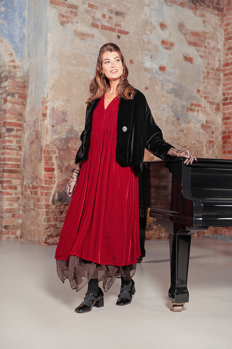 Soft Draped Black Silk Velvet Jacket 7