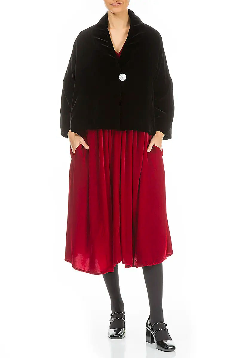 Soft Draped Black Silk Velvet Jacket 5