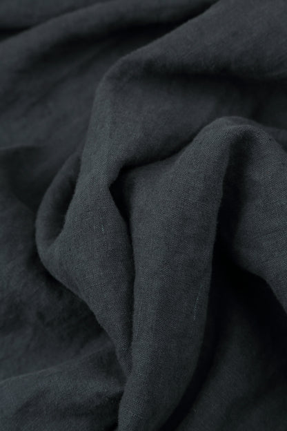 Soft V-Neck Graphite Linen Dress