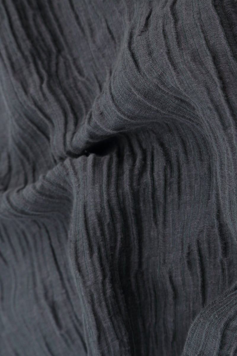Soft V-Neck Steel Crinkled Silk Dress