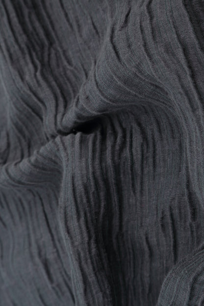 Soft V-Neck Steel Crinkled Silk Dress