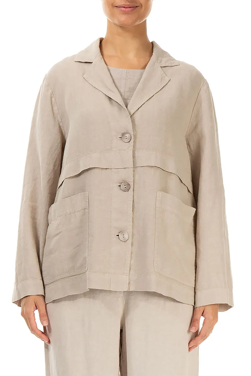 Softly Structured Beige Linen Jacket 1