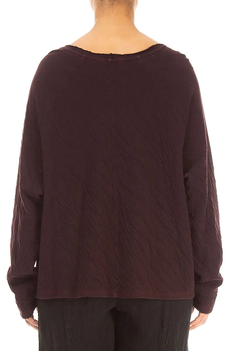 Spiral Detail Cherry Red Wavy Cotton Blouse