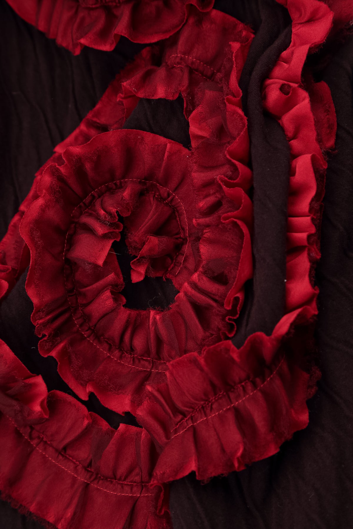 Spiral Detail Cherry Red Wavy Cotton Blouse