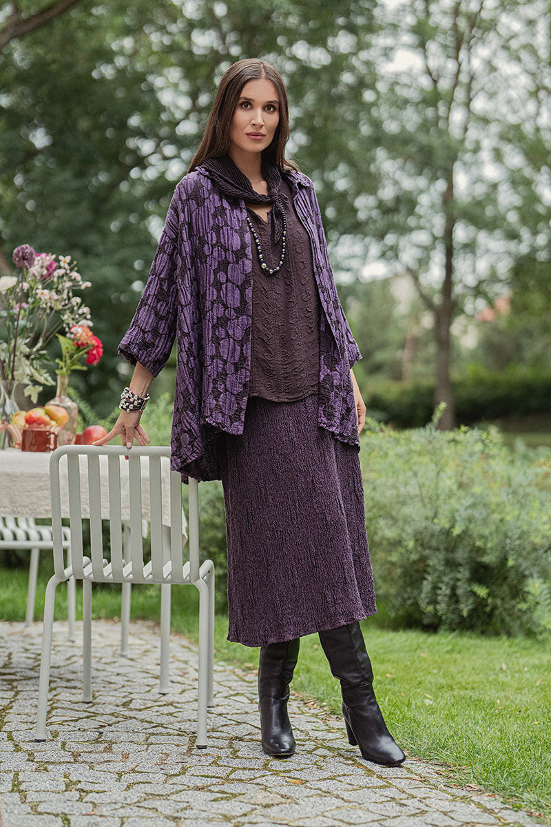 Deep Plum Plissé Silk Scarf 8