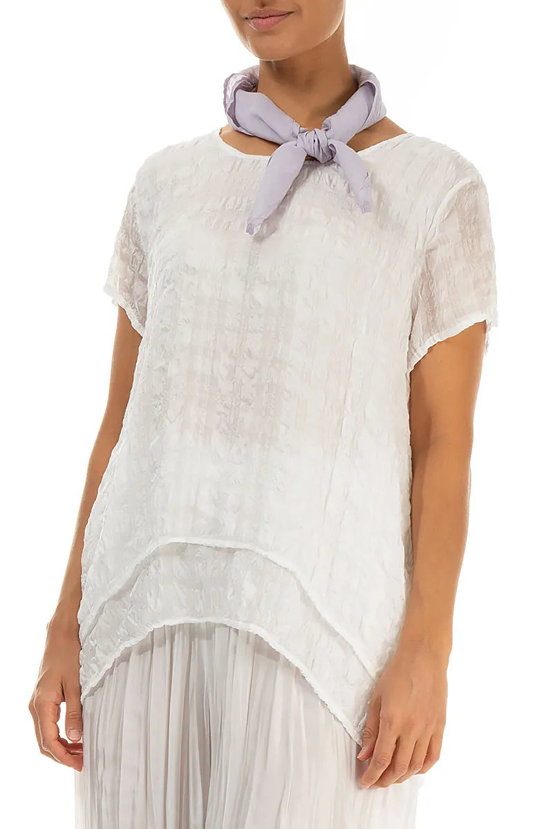Square Lilac Silk Cotton Scarf 3