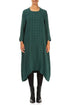 Square Neck Bubble Peacock Silk Dress 1