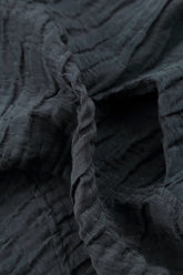 Square Neck Crinkled Graphite Silk Linen Blouse 5