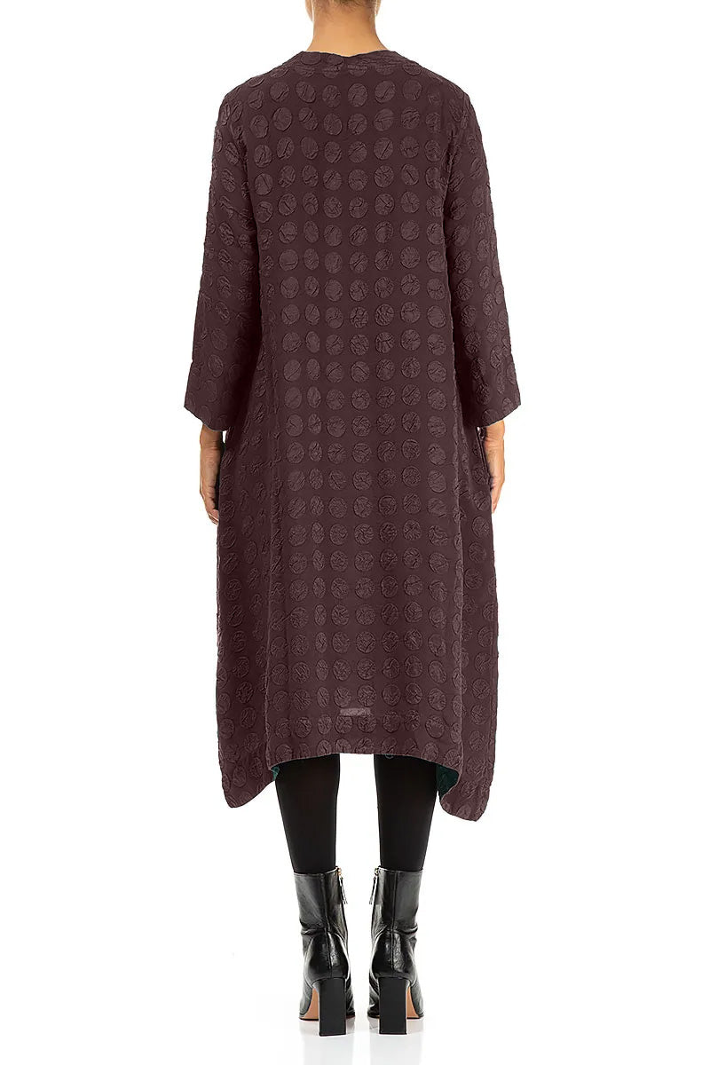 Square Neck Deep Plum Bubble Silk Dress