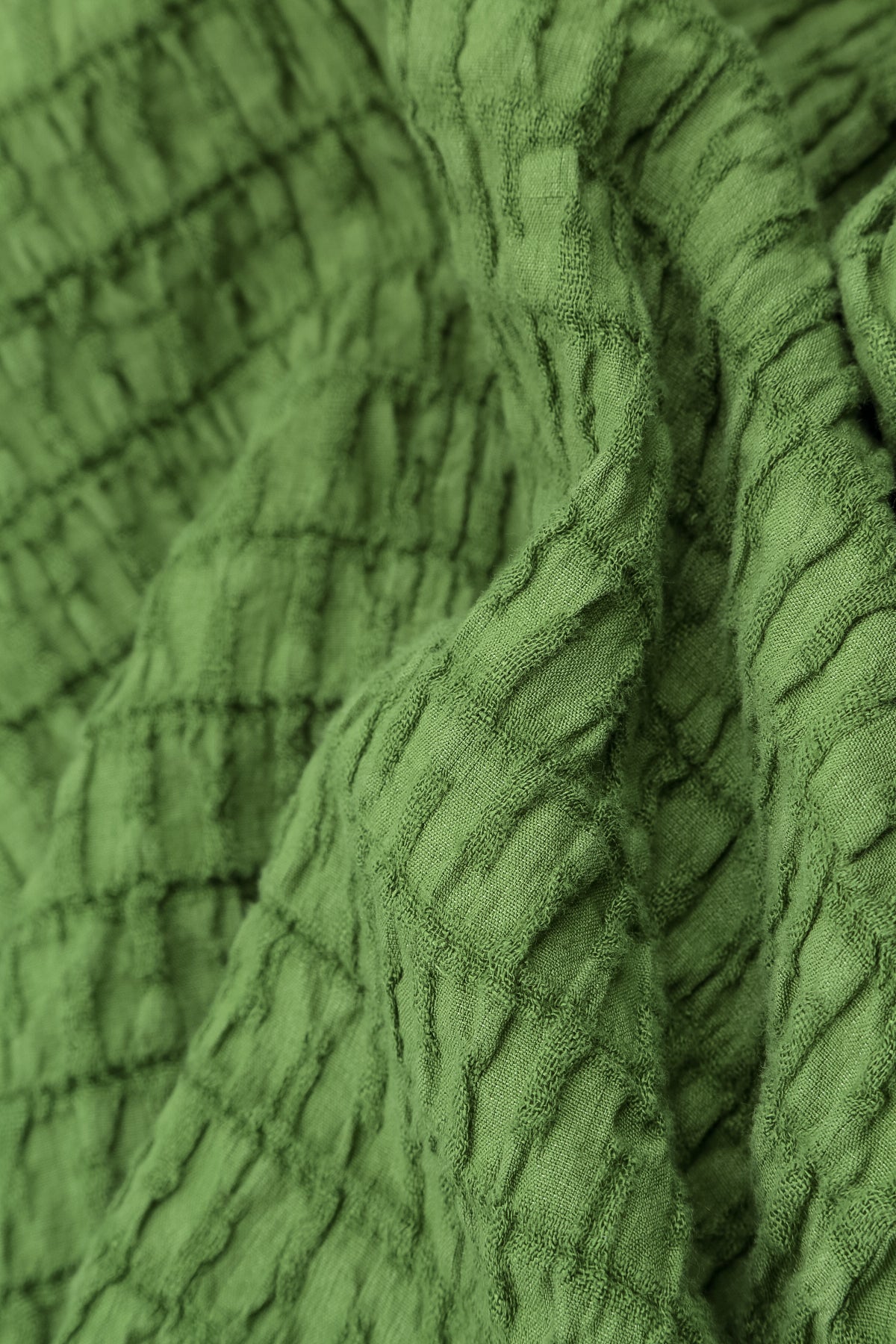 Square Neck Shamrock Green Textured Linen Tunic