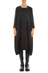 Square Neck Textured Black Silk Dress 1