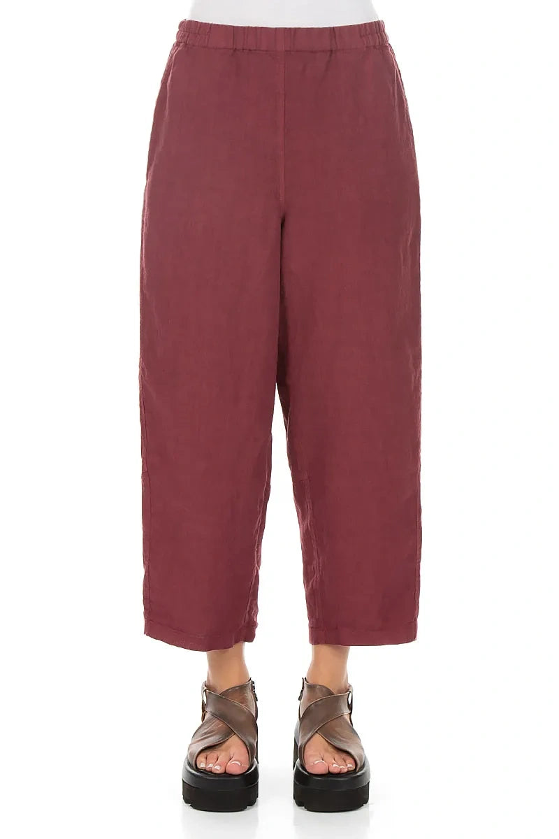 Straight Antique Ruby Linen Trousers 1