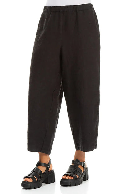Straight Black Linen Trousers 3