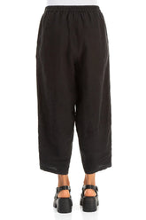 Straight Black Linen Trousers 2