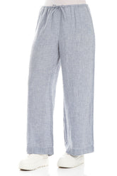 Straight Blue Stripe Linen Trousers 3