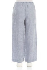Straight Blue Stripe Linen Trousers 2