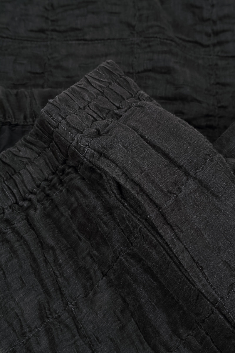 Straight Charcoal Pleated Silk Linen Trousers