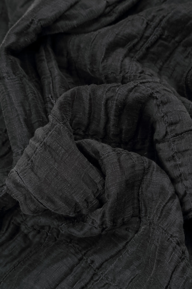 Straight Charcoal Pleated Silk Linen Trousers
