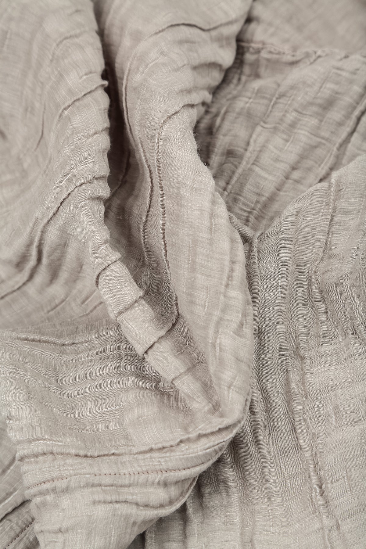 Straight Crinkled Beige Silk Linen Trousers 5