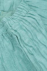 Straight Crinkled Mint Silk Linen Trousers 5