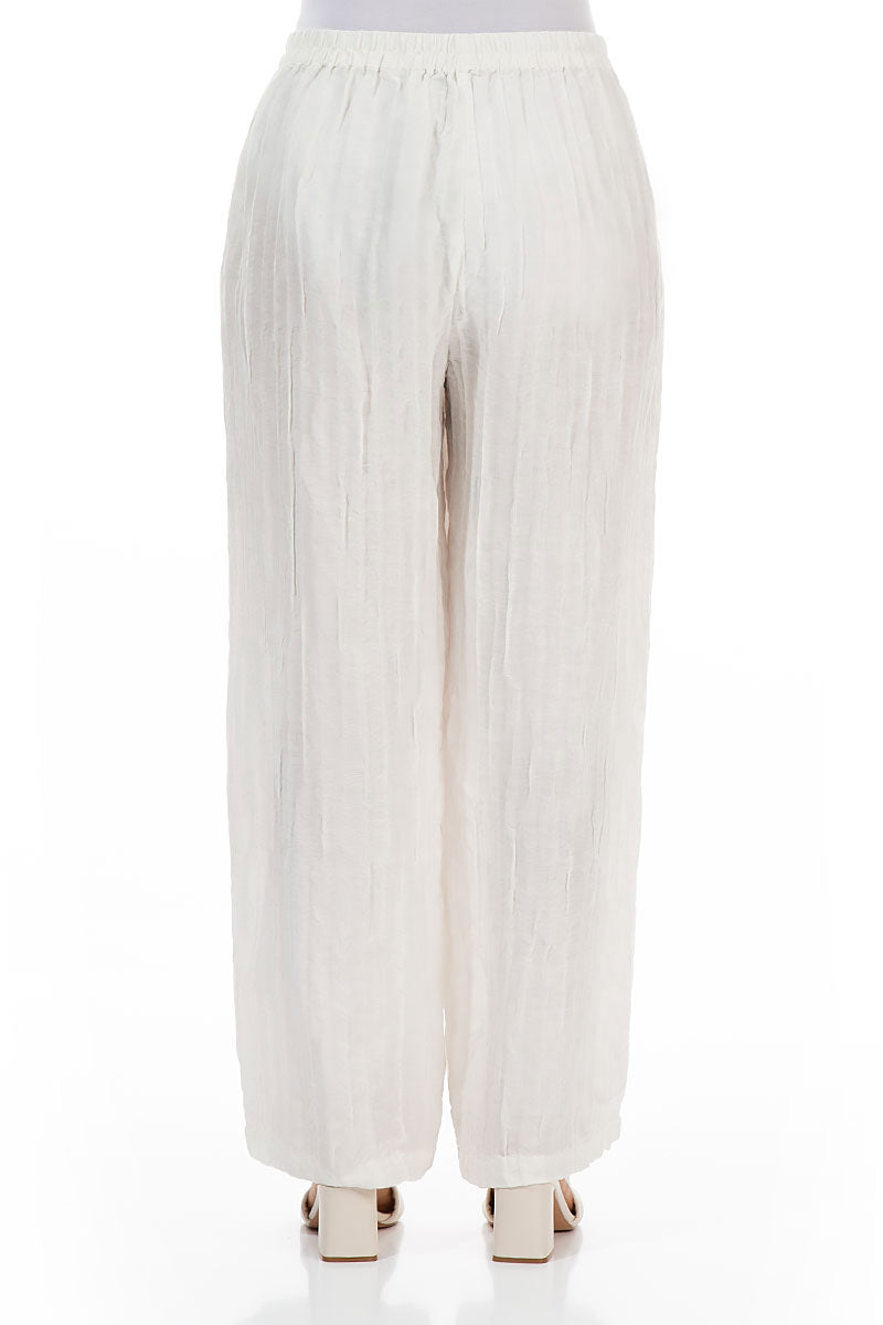 Straight Crinkled Off White Trousers 2