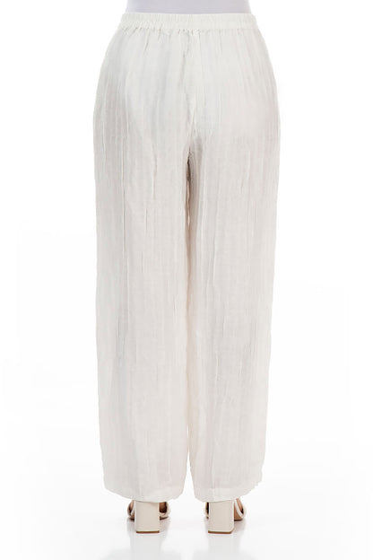 Straight Crinkled Off White Trousers 2