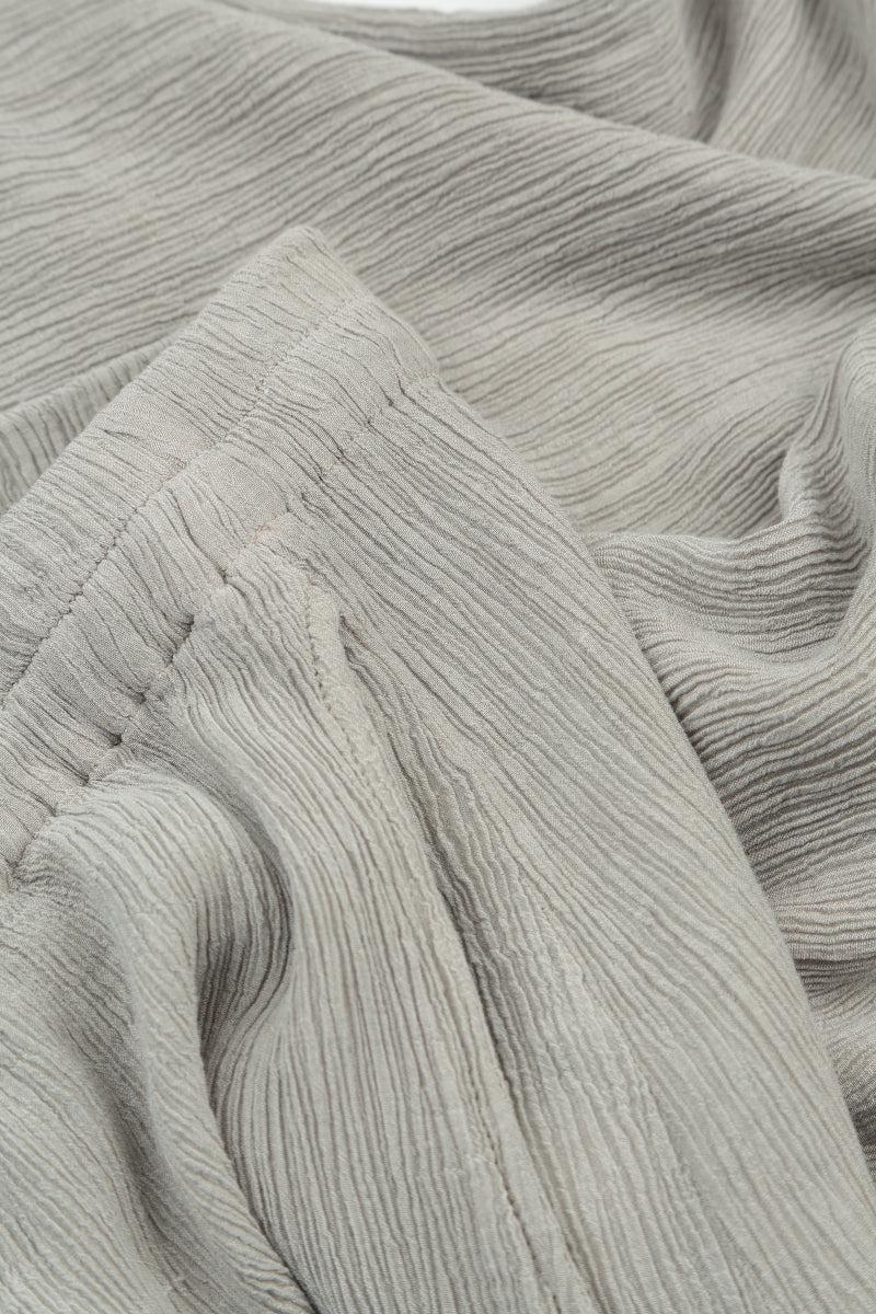 Straight Cropped Beige Silk Viscose Trousers 5