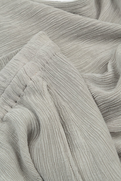 Straight Cropped Beige Silk Viscose Trousers 5