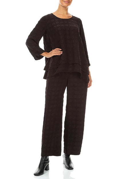 Straight Deep Plum Bubble Silk Trousers
