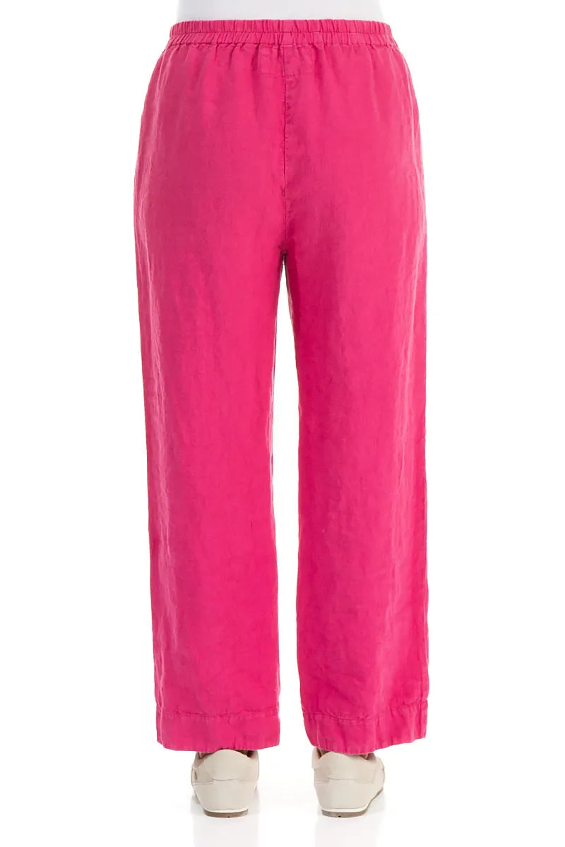 Straight Fuchsia Linen Trousers 2