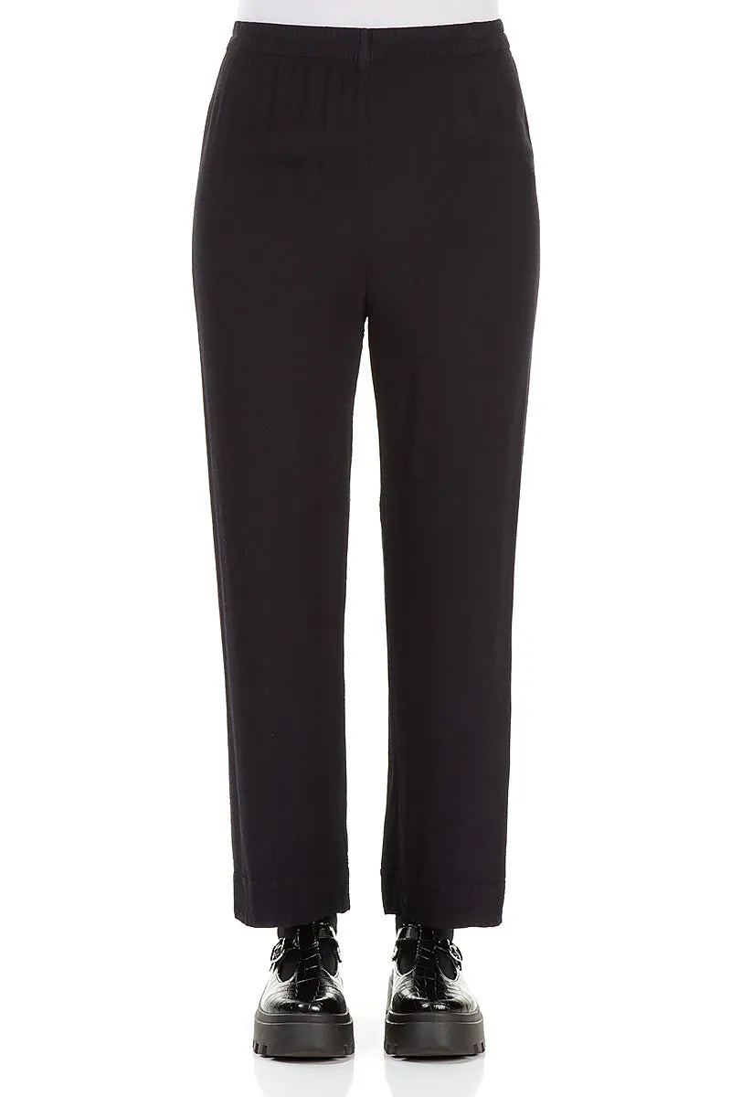 Straight Graphite Blue Viscose Trousers 1