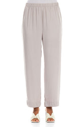 Straight Greige Silk Trousers 1