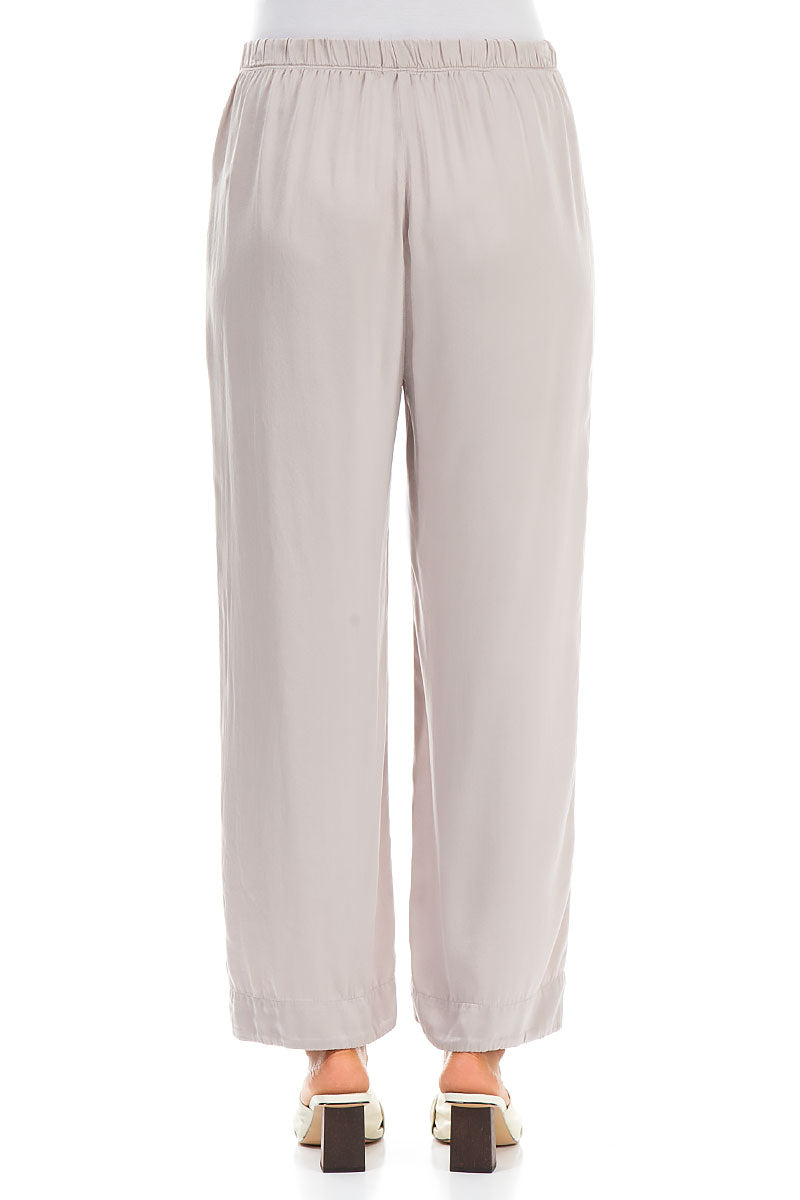Straight Greige Silk Trousers 2