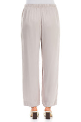 Straight Greige Silk Trousers 2