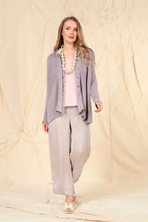 Straight Greige Silk Trousers 6