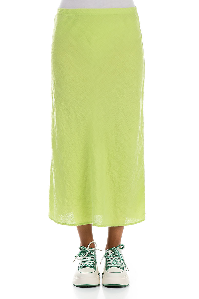 Straight Lime Linen Skirt 1