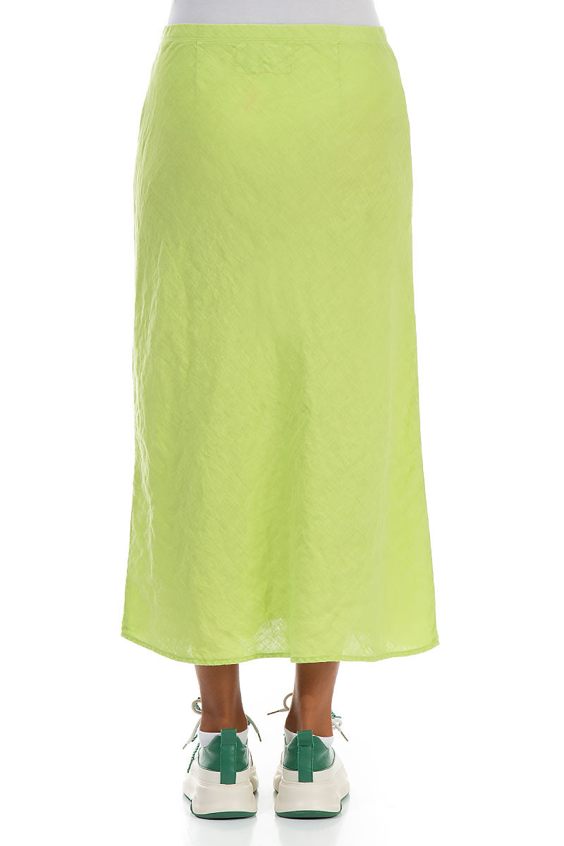 Straight Lime Linen Skirt 2