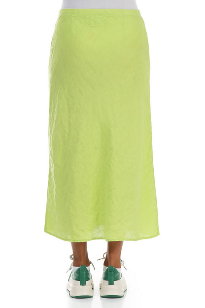 Straight Lime Linen Skirt 2