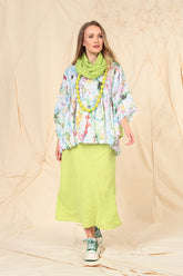 Straight Lime Linen Skirt 6
