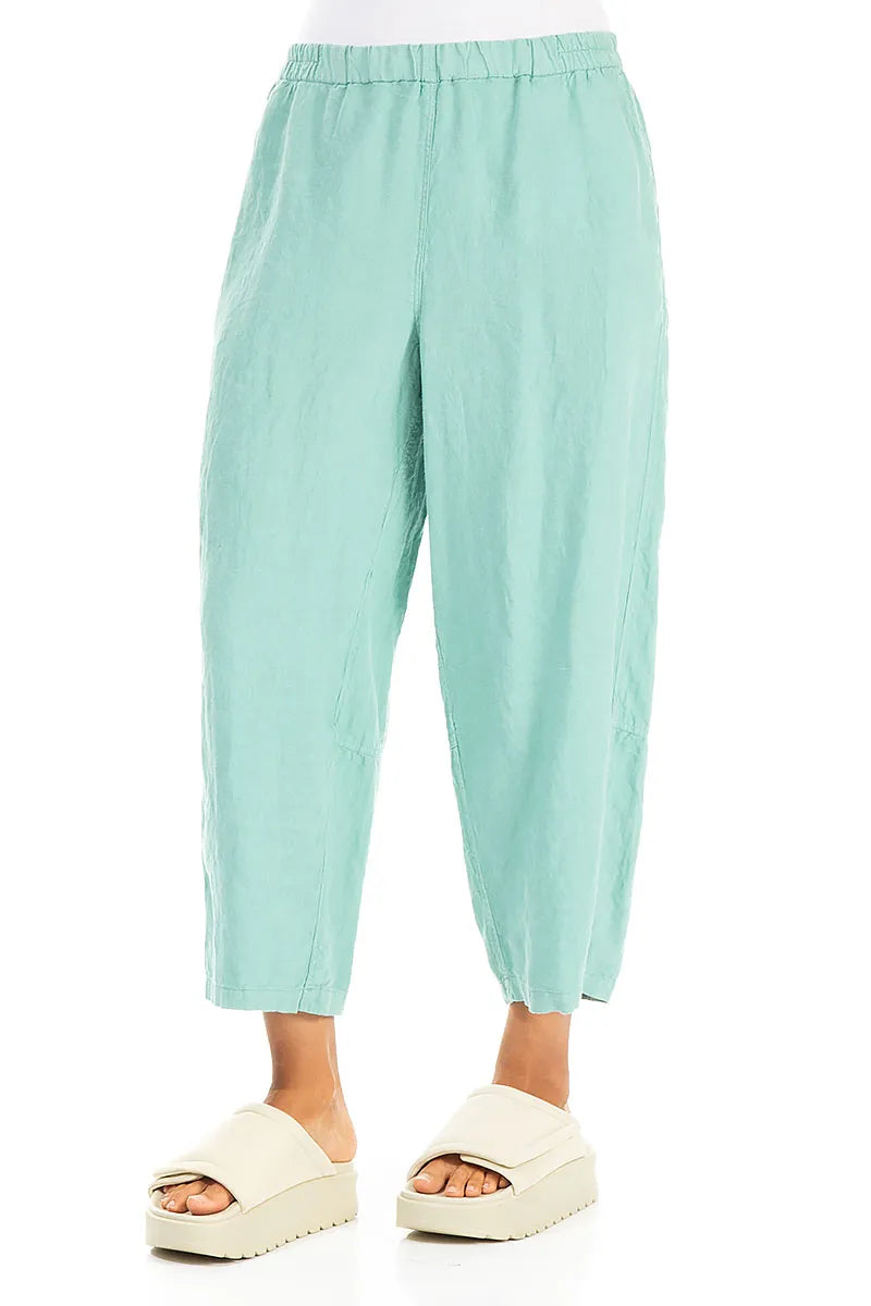 Straight Mint Linen Trousers 3