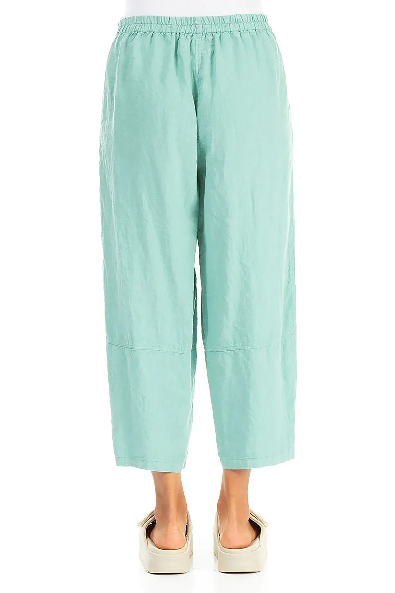 Straight Mint Linen Trousers 2